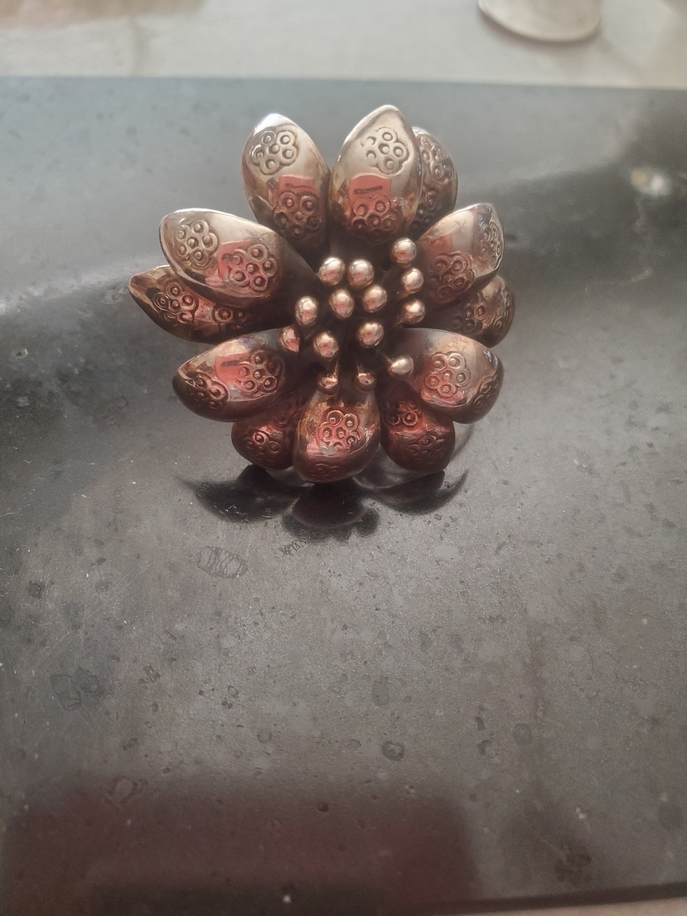 Unique Sterling Silver Flower Statement Ring